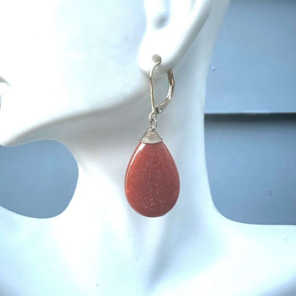 Orange teardrop earrings
